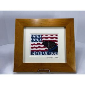 Stephen Huneck United We Stand Signed 2002 Patriotic USA
